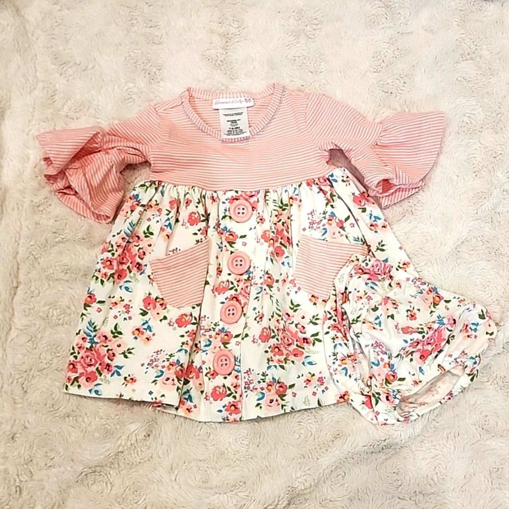 Bonnie Baby Girl Two Piece Dress with Bloomers Size 6-9M - New, No Tags!